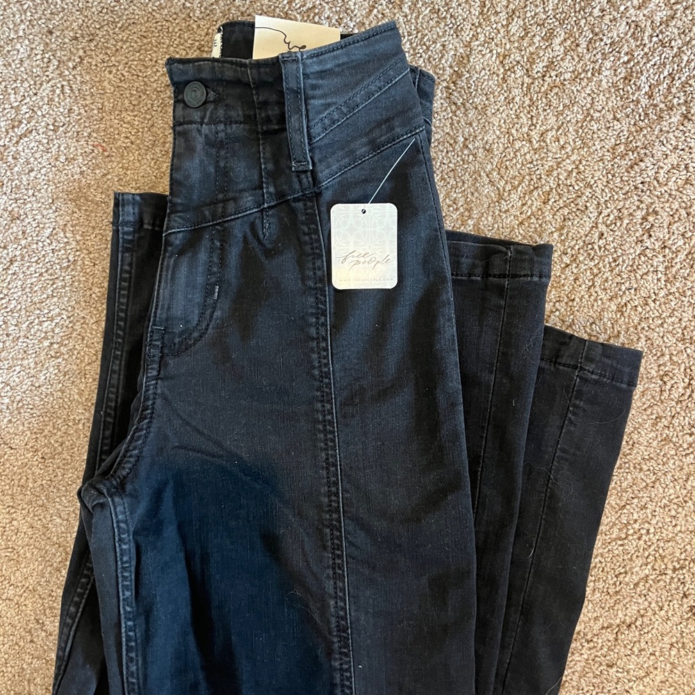 Free People Libre Black Wide Leg Flare Jeans